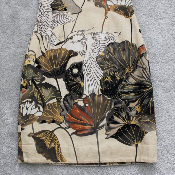 Floreat by Anthropologie Snowy Egret Bird Print Shift Dress w/ Obi Sash, Size 0 - Picture 10 of 12
